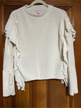 Rebecca Taylor Cream Textured Knit Sweater